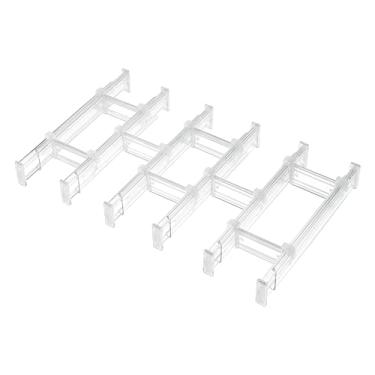 Imagem de Vtopmart Divisores de gaveta de 6 cm com inserções expansíveis, organizador de gaveta de cozinha ajustável de 32,5 a 56,5 cm, separador organizador de plástico transparente para talheres, utensílios