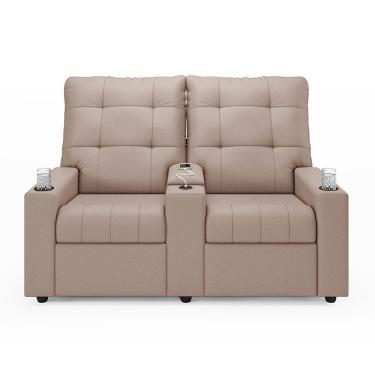 Imagem de Poltrona Reclinável Para Cinema Parma 2 Lugares Baú Usb Veludo Fh1 - D'rossi Cor Rose