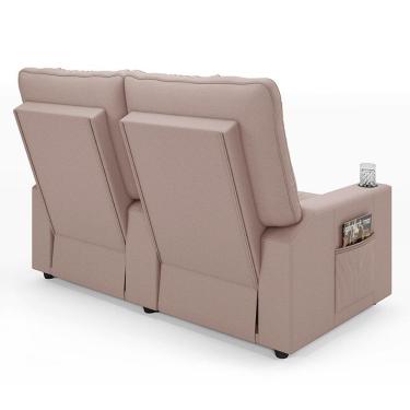 Imagem de Poltrona Reclinável Para Cinema Parma 2 Lugares Baú Usb Veludo Fh1 - D'rossi Cor Rose