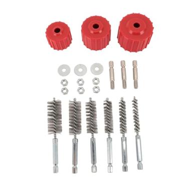 Imagem de Estink Conjunto de Escova de Limpeza para Tubos de Cobre para Canos de Bronze e Latão de 1/2, 3/4 e 1 Polegada Com Cabo Hexagonal de 1/4 Polegada e 6 Cerdas de Aço Inoxidável para