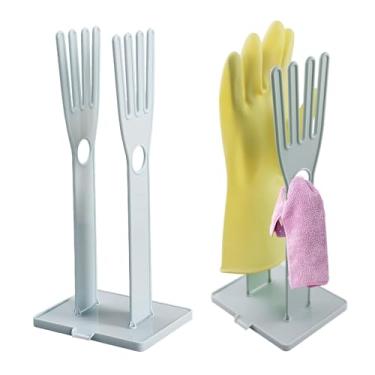 Imagem de hinbkenla Suporte de luva de cozinha, suporte de secagem de luvas, suporte de pano de prato de plástico reutilizável, suporte de luvas de lavar louça, suporte de pia, borracha para luvas de prato e