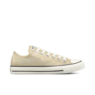 Imagem de Converse Tênis feminino Chuck Taylor All Star cano baixo, Last Straw/Egret/Preto, 10.5 Women/8.5 Men