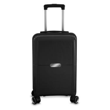Imagem de Mala de Viagem Pequena Bordo Rígida Polipropileno (PP) 34L - Rodas 360º - Cadeado TSA Integrado - Leve 2,7kg (Preto)
