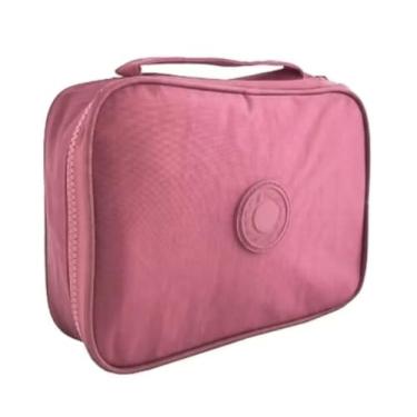 Imagem de Estojo Infantil Escolar Feminino Masculino Box Juvenil Grande Jumbo 2 Compartimentos (ROSA CLARO)