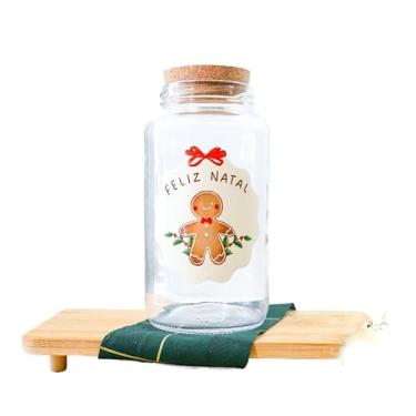Imagem de Pote de Vidro Natalino 810ml – Lembrancinha para Biscoitos, Prático e Decorativo(Kit - Feliz Natal (3 Potes))