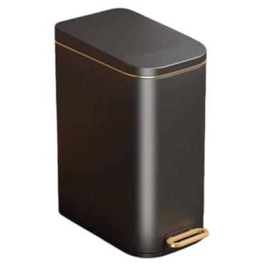 Imagem de Cesto de pedal de aço inoxidável 13L, lixeira fina com tampa, cesto de lixo de fechamento lento para banheiro, cozinha e escritório - Lixeira branca elegante para gerenciamento eficiente de resíduos