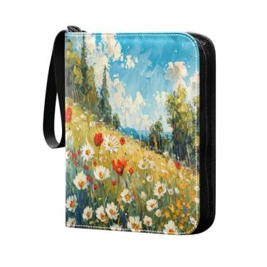 Imagem de Wassud Fichário de 4 bolsos com flores brilhantes para 400 cartões padrão, álbum TCG CCG MTG à prova d'água, presentes para colecionadores, meninos e meninas