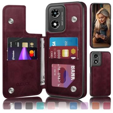 Imagem de DJDUCK Capa carteira projetada para Moto G Play 2024 com porta-cartão, [proteção de couro com bloqueio de RFID] [capa de fecho magnético] à prova de choque masculina e feminina para Moto G Play 2024