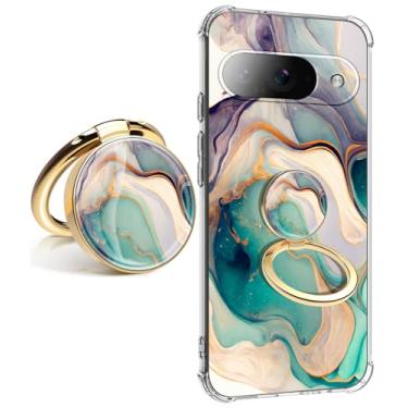 Imagem de CLATUK Capa protetora para lente da câmera do Google Pixel 9, [Marble Slim] + [proteção antiqueda à prova de choque] Capas de telefone femininas de TPU macio elegante Pixel 9 2024 6,24 polegadas (Lago