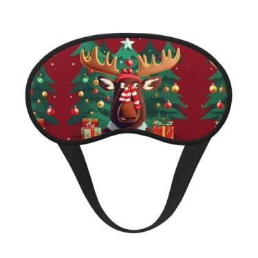 Imagem de Máscara de dormir com estampa de alce de Natal engraçada, máscara para os olhos, macia, leve, para dormir, meditação, viagem, ioga