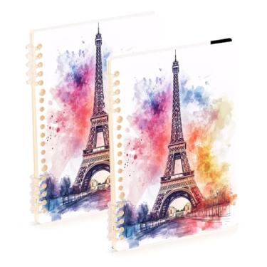 Imagem de Burbuja Cadernos com nome, papel pautado universitário A5 com 60 folhas, fichário para escritório, 2 unidades