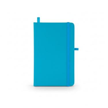 Imagem de Caderno A5 Capa Dura em PU, 80 Folhas Pautadas na Cor Bege, com Elástico e Suporte para Caneta, Tamanho 21x14,5cm (1, Azul C)