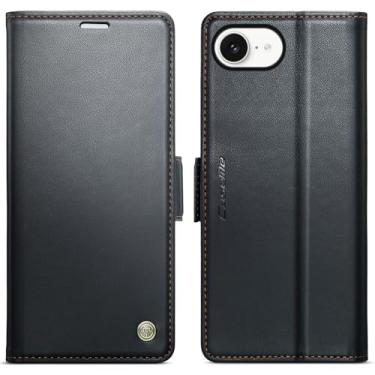 Imagem de WJXEXRS Capa carteira para iPhone 16E, elegante capa de couro PU flip com [bloqueio RFID] [suporte de cartão] [função de suporte] capa de telefone à prova de choque para iPhone 16E 6,1 polegadas