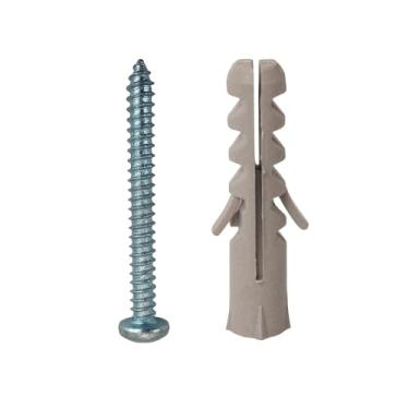 Imagem de Sfor | Bucha Nylon 10 mm + Parafuso Auto Atarraxante Cabeça Panela Inox 6,3X70 com 8 Peças |Bucha para Concreto e Bases Maciças | 4 Buchas + 4 Parafusos