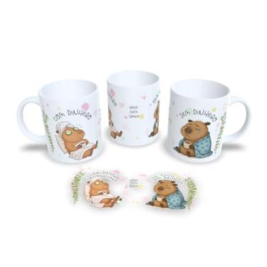 Imagem de Caneca de Cerâmica com Urso Professor, Frase Motivacional Educação, Design Aquarela Colorido Azul Verde Bege, 325ml, Resistente a Microondas (25)