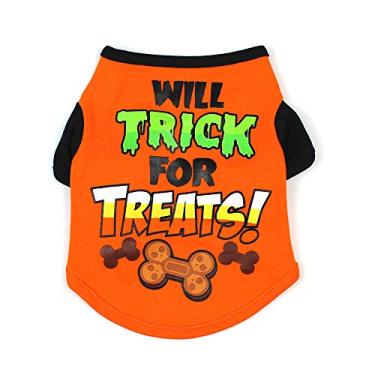 Imagem de Camiseta de Halloween para Cachorro Pet Roupa Fantasia Algodão Respirável Confortável Festas Uso Diário