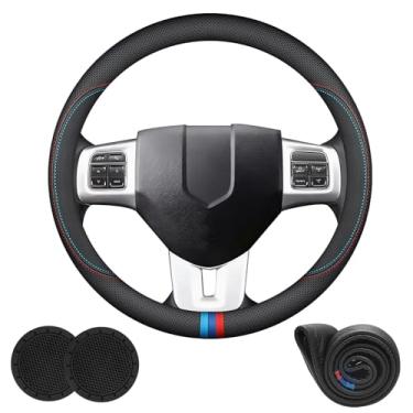 Imagem de Capas de volante de carro de couro Nappa com ajuste personalizado para Dodge RAM 1500 2500 3500 Carregador Challenger Journey Durango, acessórios universais de 35 a 38 cm com logotipo, antiderrapante