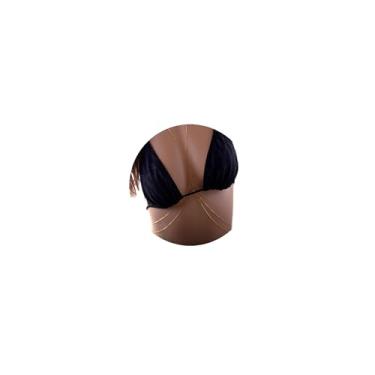 Imagem de Correntes corporais sensuais de ouro 14K para mulheres, sutiã de biquíni cruzado com strass em camadas, joia corporal, corrente de cintura de cristal de verão para meninas, Large, Metal, Sem Pedra Preciosa