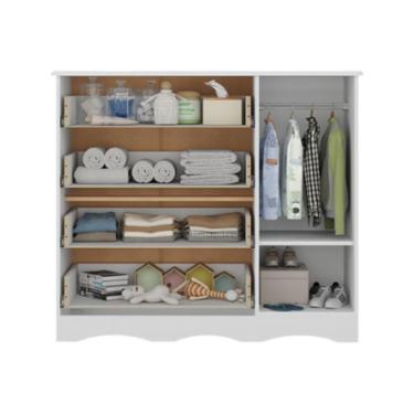 Imagem de Cômoda Infantil 95cm 1 Porta Com Vidro E 4 Gavetas Liz Multimóveis MP4515 Branco