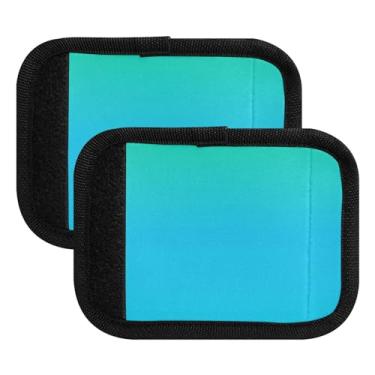 Imagem de Etiquetas de bagagem de neoprene gradiente azul para bagagem marcadores de bagagem para viagem de aeroporto, mala de viagem, mala, carrinho, pacote com 2