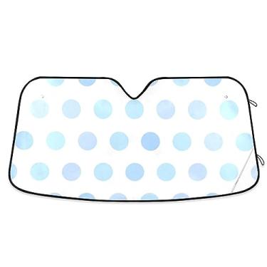 Imagem de Persianas de pára-brisa brancas de bolinhas azuis, para-sol para janela frontal de carro, proteção UV dobrável para janela de carro, para para-brisas