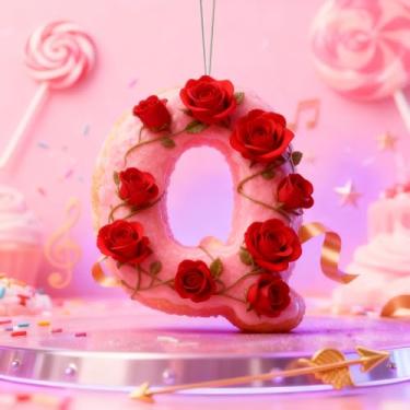 Imagem de Enfeites de Natal A-Z Cristal Pendurado, Dia dos Namorados Letra Q Enfeites de árvore de Natal feitos à mão, decoração de carro e casa - Decoração de artesanato de acrílico de Natal, ideias de troca