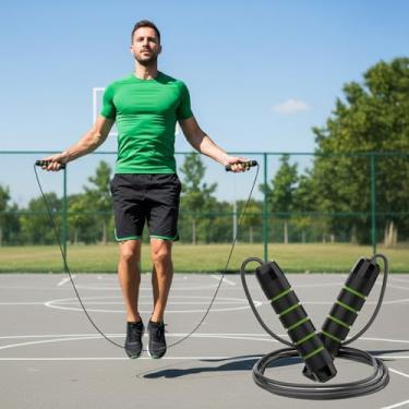Imagem de Corda de pular ajustável de velocidade rápida para homens, cordas de treinamento físico com cabo de aço sem emaranhamento para academia em casa