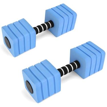 Imagem de Halteres para exercícios aquáticos, 2 pesos de água de espuma, halteres para equipamentos de fitness para exercícios aeróbicos, conjunto de halteres para perda de peso em aeróbica aquática, fitness na