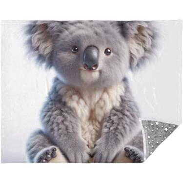 Imagem de Cobertores fofos de sofá de urso coala para cama 177,8 cm x 139,7 cm cobertores grossos laváveis para inverno boho personalizado sofá macio