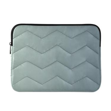 Imagem de Bolsa para laptop cinza gradiente acolchoada, capa de transporte de escritório durável, bolsa feminina para laptop de 13 a 14 polegadas