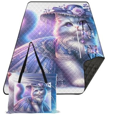 Imagem de TSENQUE Cobertores de areia de gatinho vestidos na moda para praia à prova de areia, tapete extra grande, cobertor de piquenique, tapete de brincar ao ar livre, cobertor de acampamento 299 x 203 cm