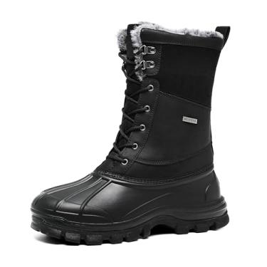 Imagem de Botas masculinas impermeáveis para neve e inverno com isolamento térmico e forro de pele de borracha antiderrapante, botas de trabalho para caminhadas casuais ao ar livre, Preto, 39
