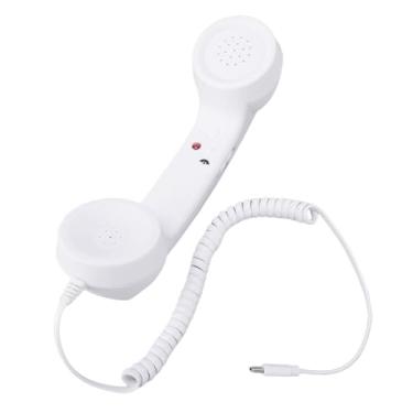 Imagem de Dpofirs Aparelho de Telefone retrô para Celular, Receptor de Telefone Com Fio Tipo C Com Controle de Volume, Aparelho Ergonômico, para Videochamadas, Conferências e Reuniões (Branca)
