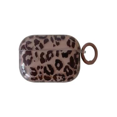 Imagem de Capa marrom transparente com estampa de chita estética para AirPods Pro 3ª geração com trava, capa fina à prova de choque retrô leopardo retrô para Airpods Pro 3ª geração.