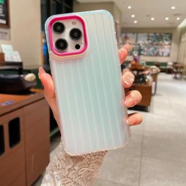 Imagem de Capa de celular elegante com listras 3D para iPhone 16, 14, 13, 12, 11, 15 Pro Max, 16Pro, 14, 15Plus e 16Plus, capa rígida com listras 3D, B, vermelha, para iPhone 16 Pro