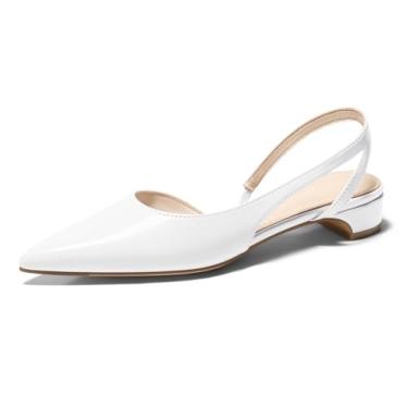 Imagem de Coutgo Sapato social feminino de salto baixo grosso, bico fino, fechado, D'Orsay, trabalho, escritório, Branco, 37