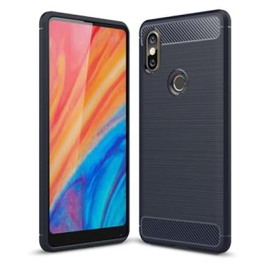 Imagem de Capa Para Xiaomi Mi Mix 2s (Tela 5.99) Carbon Fiber Leve Fina Maleável (Azul)