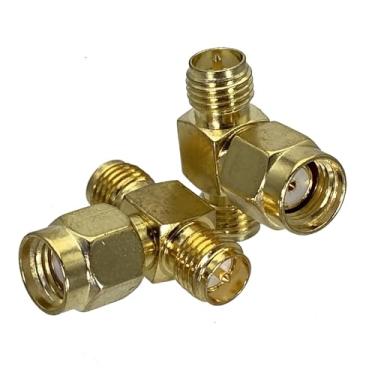 Imagem de 10 peças conversor adaptador RP SMA macho para 2x RP SMA fêmea T divisor RF conector coaxial terminais de fio