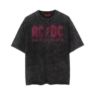Imagem de Camiseta Feminina De Verão ACDC Rock Punk Retro Em Algodão Lavado Com 