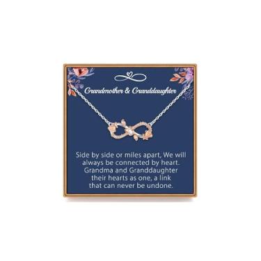 Imagem de Colar com pingente infinito de ouro rosa, corrente de prata esterlina, presente para mãe, filha, presente para mulheres, ajustável, joias modernas, presentes de aniversário para avó, neta, irmã, tia