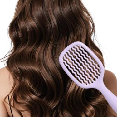 Imagem de Escova de cabelo vazada, pente de dentes largos, pente de massagem oco profissional, ferramenta de estilo para mulheres e homens, liso, encaracolado, ondulado, seco, molhado, grosso, cabelo fino