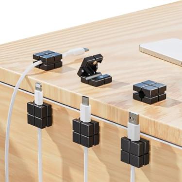 Imagem de Pacote com 6 clipes magnéticos para cabos, suporte de cabo, organizador para casa, escritório, mesa, telefone, parede, mesa, mesa de cabeceira