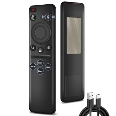Imagem de Substituição para controle remoto Samsung TV, para todos os controles remotos Samsung 2019-2025 para Smart TV com controle de voz, com Solarcell recarregável, carregamento USB-C