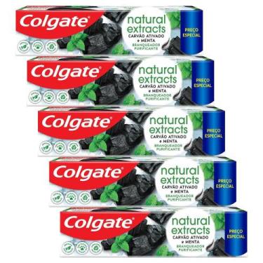 Imagem de Kit 5 Creme Dental Colgate Extracts Carvão Ativado e Menta 140g