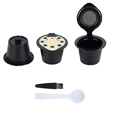 Imagem de CUOFYUNL 5 unidades/conjunto de plástico e aço inoxidável reutilizáveis ​​cápsulas de café recarregáveis ​​filtro de copos (Ouro)