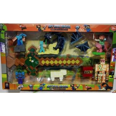 Imagem de Novo Kit Bonecos + Espada Musical Minecraft Com Dragão My Minecraft