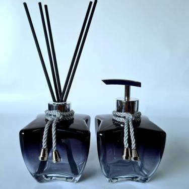 Imagem de Kit Lavabo, Saboneteira E Difusor - R&A, Estrela Preto Dgd Prata