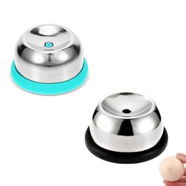 Imagem de ChaLeeMoo Conjunto de furador de ovos com pino de aço inoxidável, 2 ferramentas de cozinha com trava de segurança e base antiderrapante, azul e verde, perfeito para ovos cozidos duros e macios