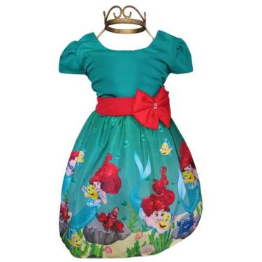 Imagem de Vestido Infantil Festa Temático A Pequena Sereia Luxo - Florata Baby K