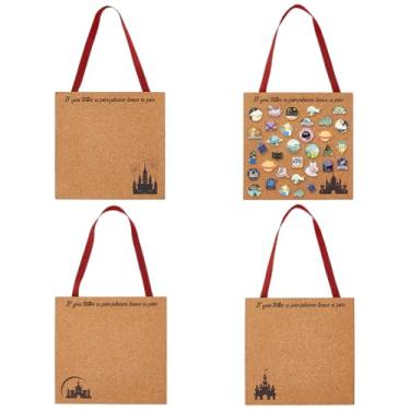 Imagem de BENECREAT Pacote com 4, 4 estilos, quadro de cortiça de castelo com alça quadrada de 14 cm, quadro de avisos para decoração de casa, escritório, decoração de casa, para broches, exibição de joias